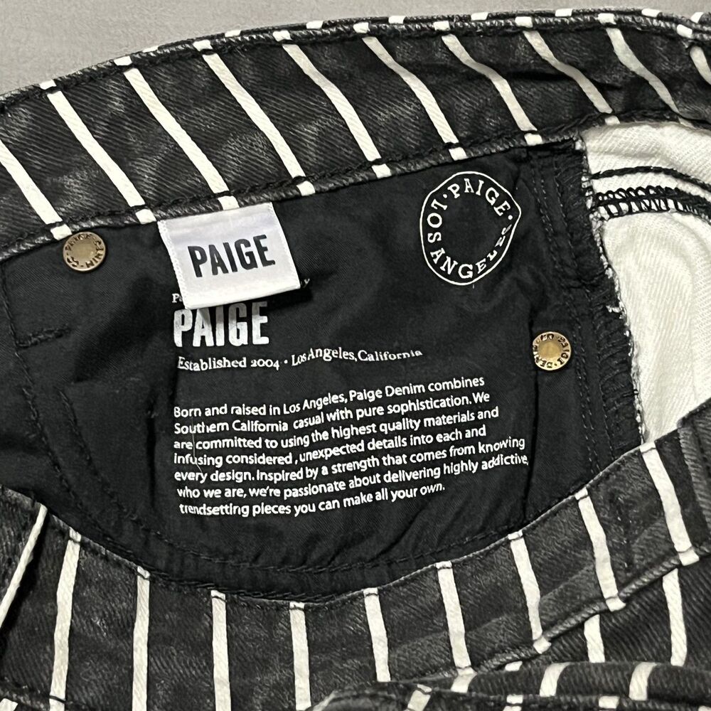 Paige Jeans Women’s Stripe Hoxton Ultra Skinny Midrise Ankle Zip Black/White, 29 - Picture 4 of 11